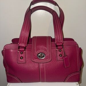Coach Pink Satchel Structured Leather Bag